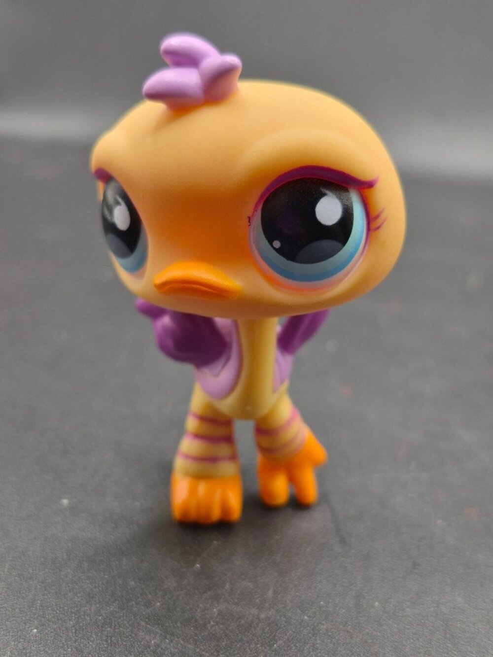 Littlest Pet Shop 2007 Purple Orange Yellow  Ostrich Blue Eyes Figure C-031